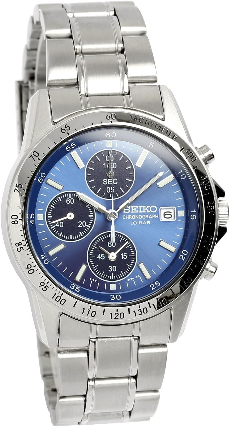 Seiko Spirit Men’s Wristwatch, Chronograph, Water Resistant to 10 ATM, Quartz, Luminescent