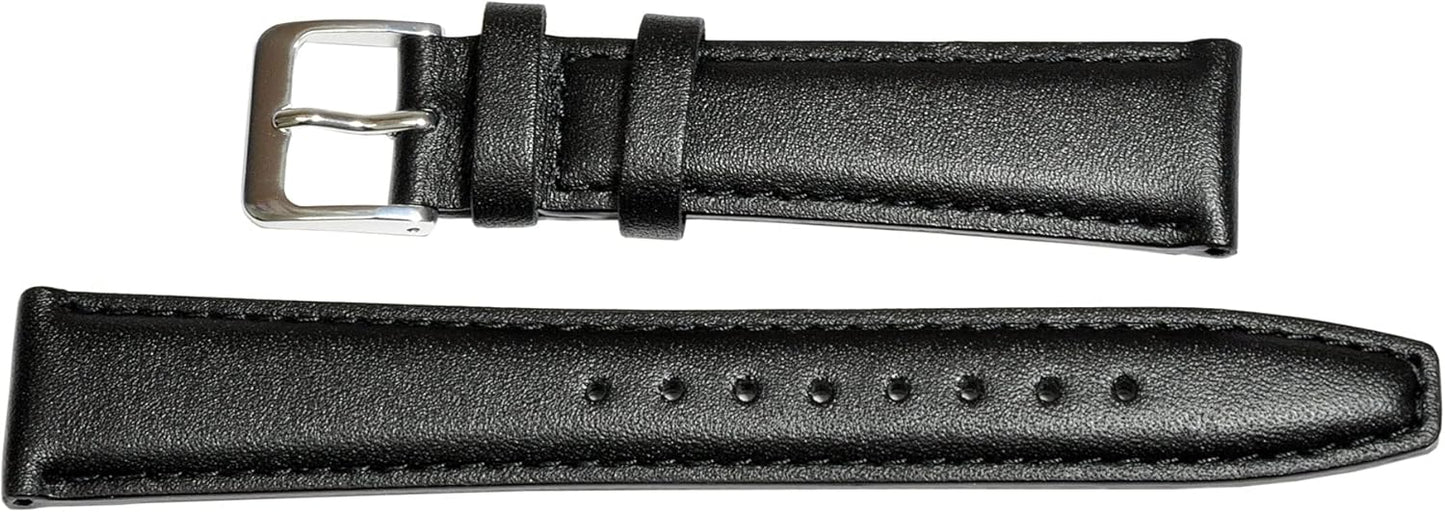 Seiko DXH3A Men's Watch Band 0.7 inch (18 mm), Smooth Cowhide Leather, Black