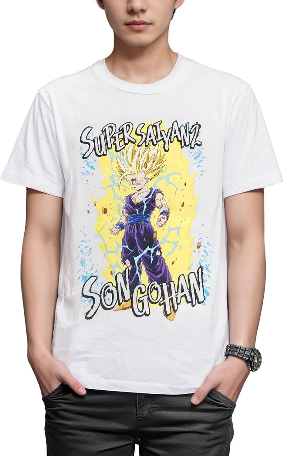 Finplus Dragon Ball Super Saiyan Gohan Character Short Sleeve T-shirt, Short Sleeve
