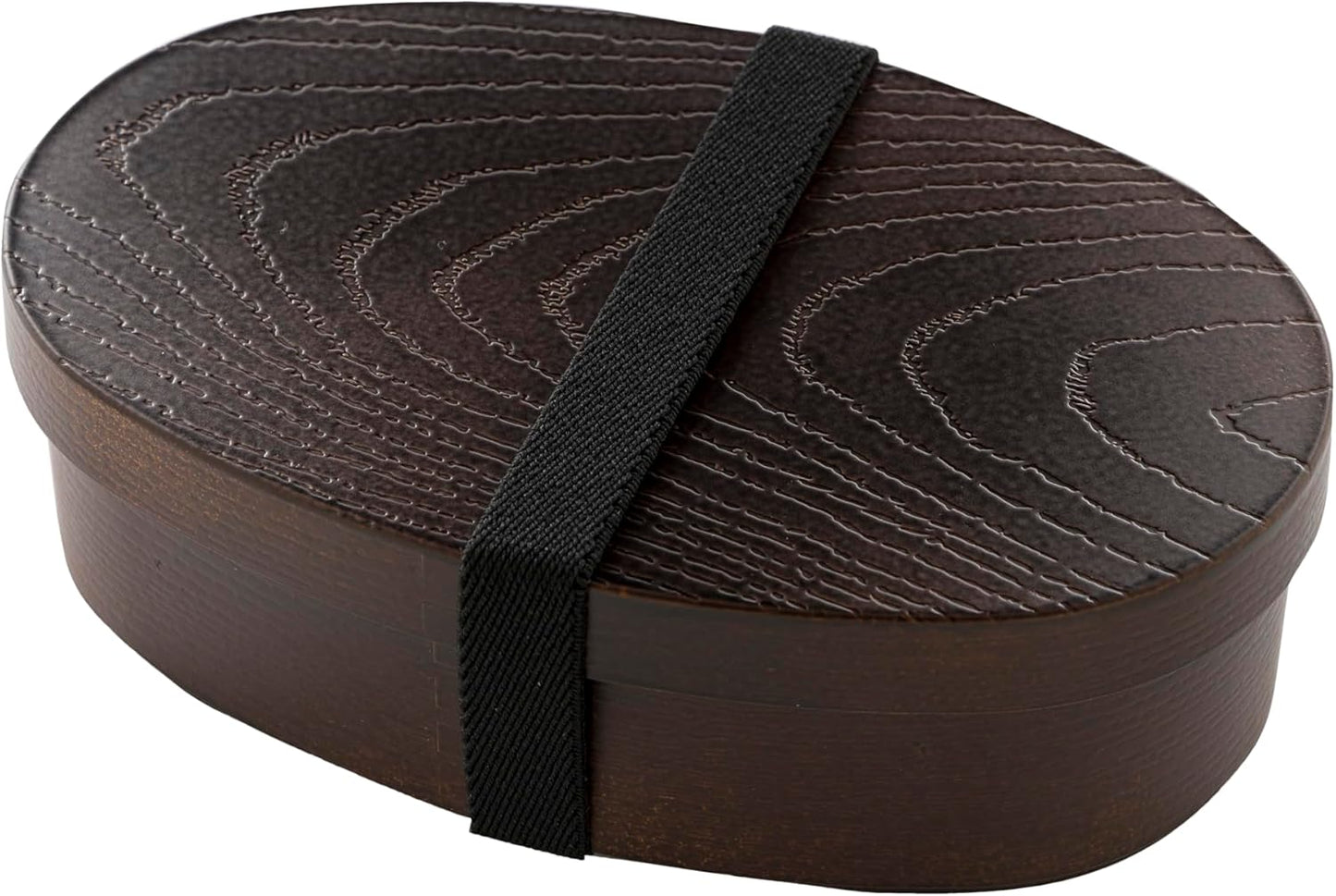 Kano Curved Wooden-Style Small Coin Bento Box Mocha Brown 72760, Microwave Safe, Dishwasher Safe, Japanese Made, with Band, Wooden Bento Box, Curved Wooden Bento, Wooden Bento, Lunch Box, Bento Box