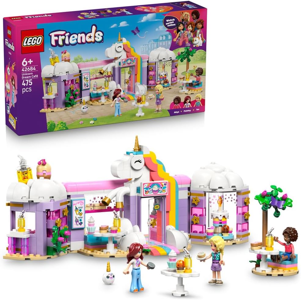Lego 42684 Friends Unicorn Cafe Toy, Birthday Present, Block, Educational, Girls, Boys, Kids, 6, 7, 8, 9, Interior, Stylish, Pretend Play, Pretend Play
