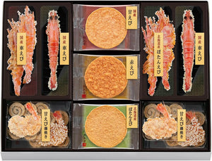 Keishindou Shrimp Delight Shrimp Senbei Gift Snacks Present Japanese Sweets Individually Wrapped Gift for Obon Offering 4 Cups and 13 Bags