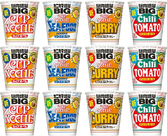 Cup Noodles, Big, 4 Popular Types x 3 Servings Each, 12 Servings, Assorted Set, Nissin Foods Cup Noodles, Instant Big, Large Variety