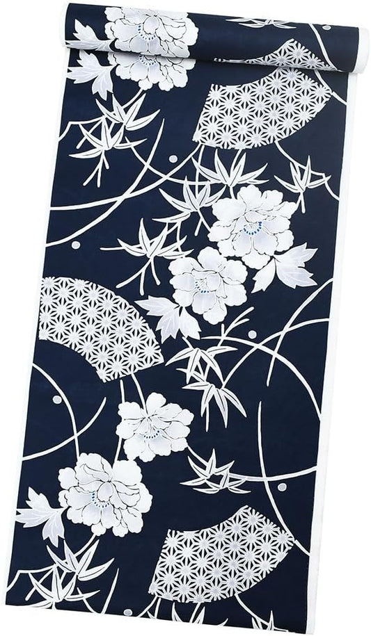 Wagokoro Kimono Ytn-556 Untailored 100% Cotton Yukata, Clothing, Made in Japan, Women's, Yukata Fabric, Hamamatsu Fabric, Rag, Teaching Material, Yukata Fabric, Earless, No Ears, navy