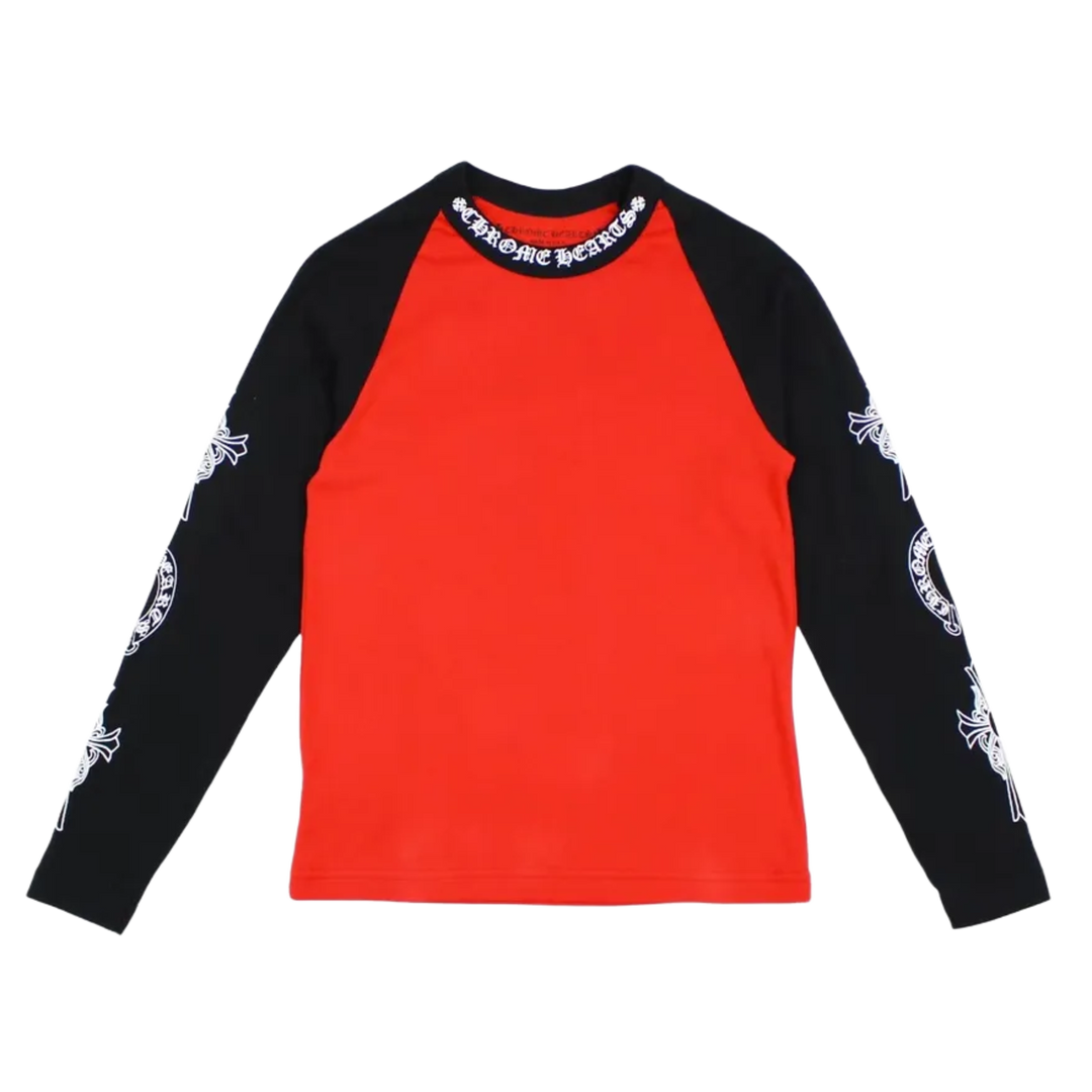 CHROME HEARTS NECK LOGO BASEBALL TEE 'RED/BLACK'