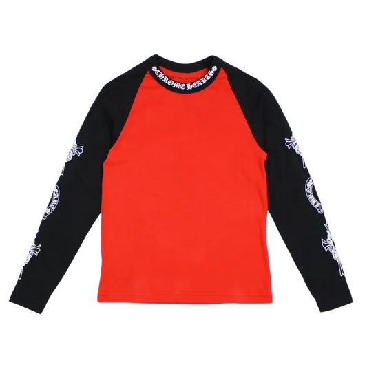 CHROME HEARTS NECK LOGO BASEBALL TEE 'RED/BLACK'