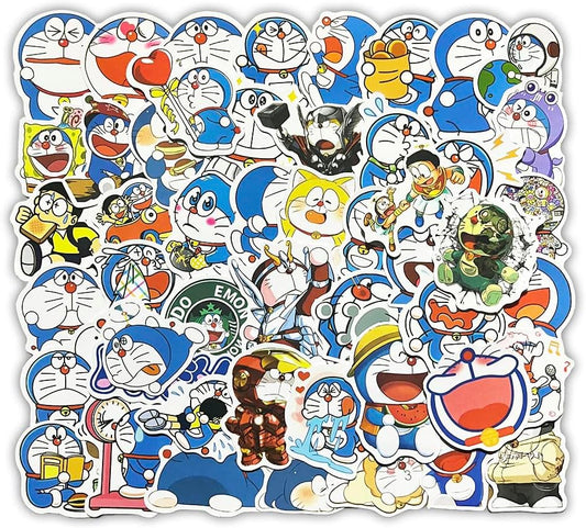 Anime Stickers Set of 60 Cute Robot Cats Cartoon Character Stickers Snowboard Guitar Car Bike Helmet Computer Portable Notebook Sticker for Children Students Anniversary Gift Birthday Present