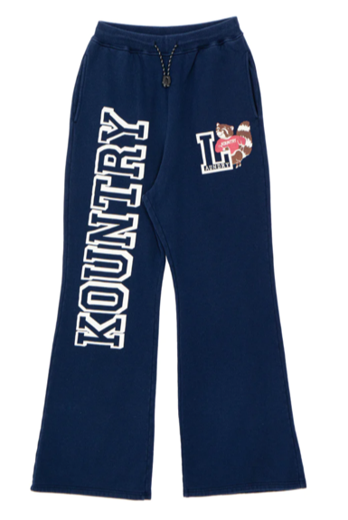 KAPITAL 'FLEECE' FLARE NAVY SWEATPANTS