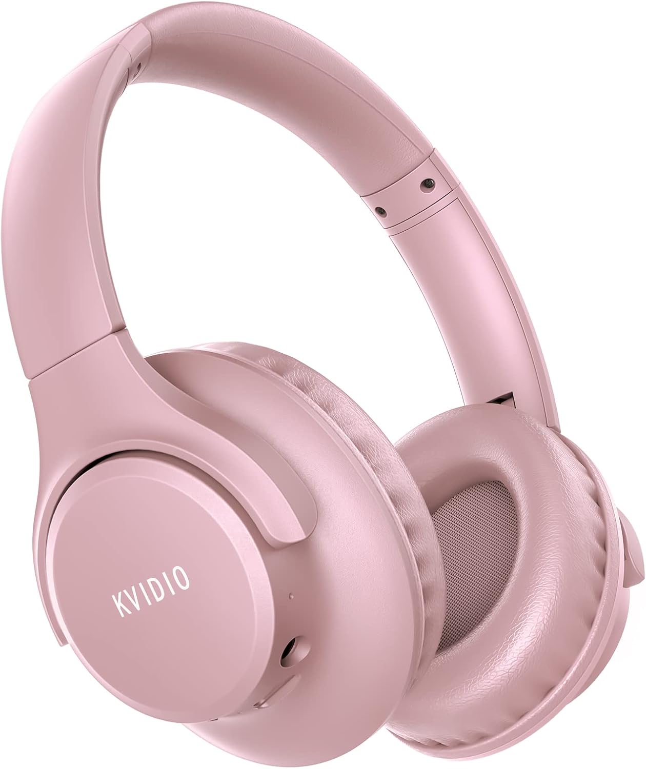 KVIDIO Wireless Headphones, Bluetooth 6.0, 65 Hours Playback, 1.6 inches (40 mm), HD Driver Unit, Over-Ear Headphones, Built-in Mic, Headphones, Wired Wireless, Dual Use, Noise Isolation, Sealed Type, Hands-free Calling, Bluetooth Headphones, Black (Pink)