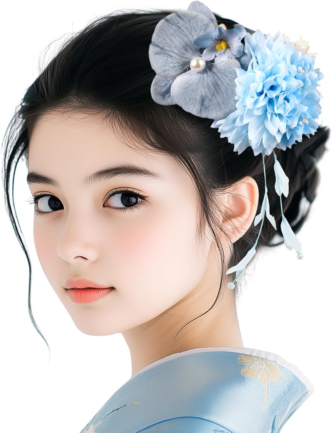 [OTAKUMARKET] Yukata Hair Ornament, Children, Flowers, Summer Festival, Fireworks Display, Kimono, Accessories, Phalaenopsis Orchid, Coming of Age Ceremony, Graduation Ceremony, Shichi-Go-San Kimono