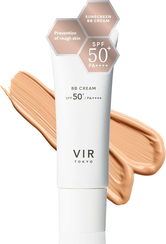 VIR TOKYO BB Cream, Men's Ochre, Non-Lining, UV Sunscreen, SPF50+, PA++++, Hides Pores, Acne Scars, Cleansing Not Required, 1.1 oz (30 g)