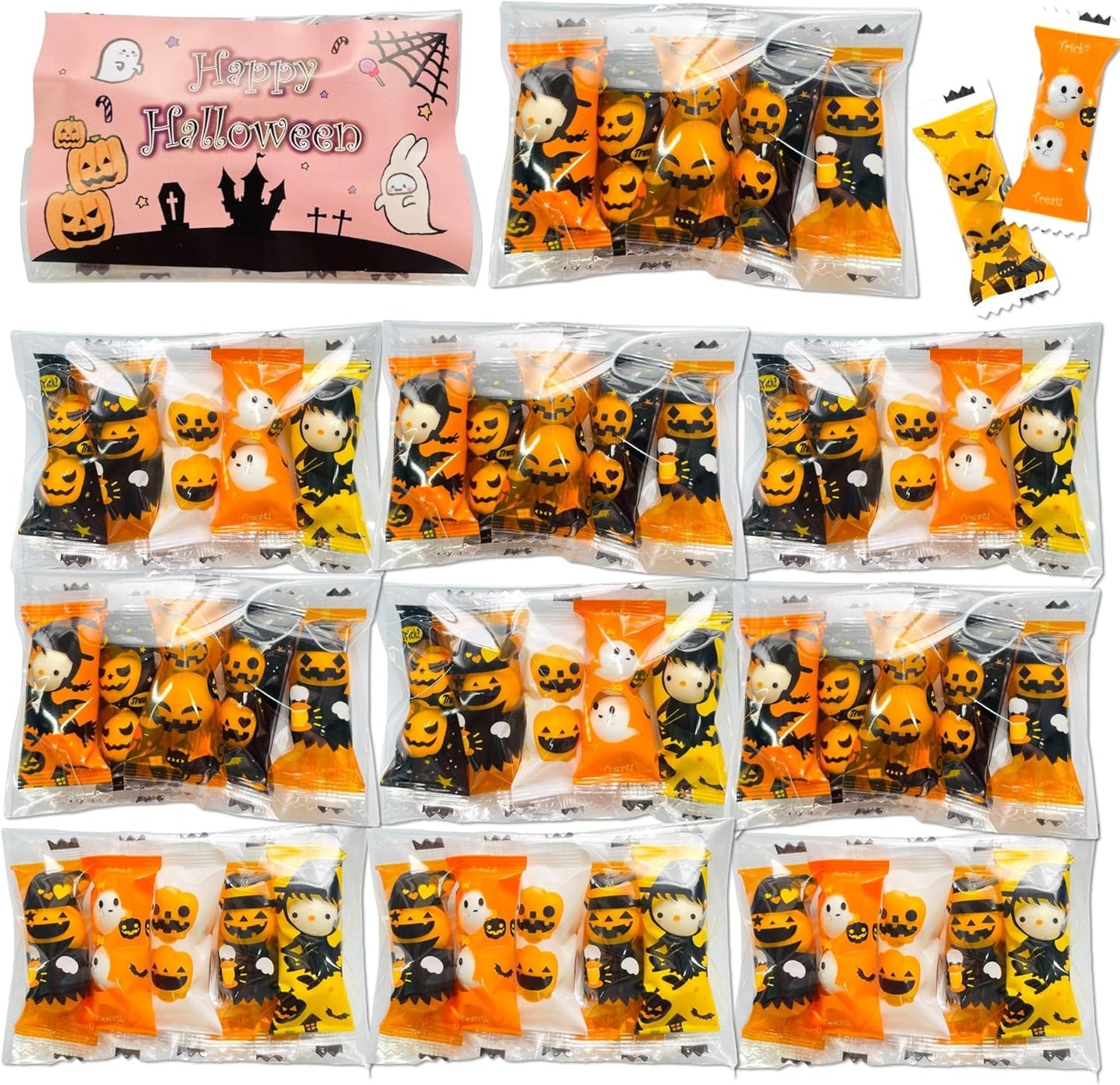 Halloween Chocolate Balls, Petite Gift, Set of 10 Bags, Assorted, Individual Packaging, Cute Chocolate, Handout, Stickers, Parties, Prizes, Chocolate, Limited Time Events, B