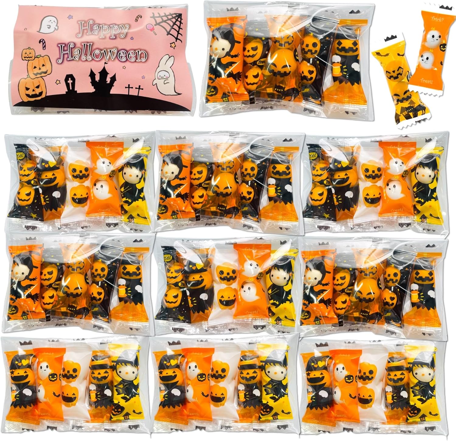 Halloween Chocolate Balls, Petite Gift, Set of 10 Bags, Assorted, Individual Packaging, Cute Chocolate, Handout, Stickers, Parties, Prizes, Chocolate, Limited Time Events, B