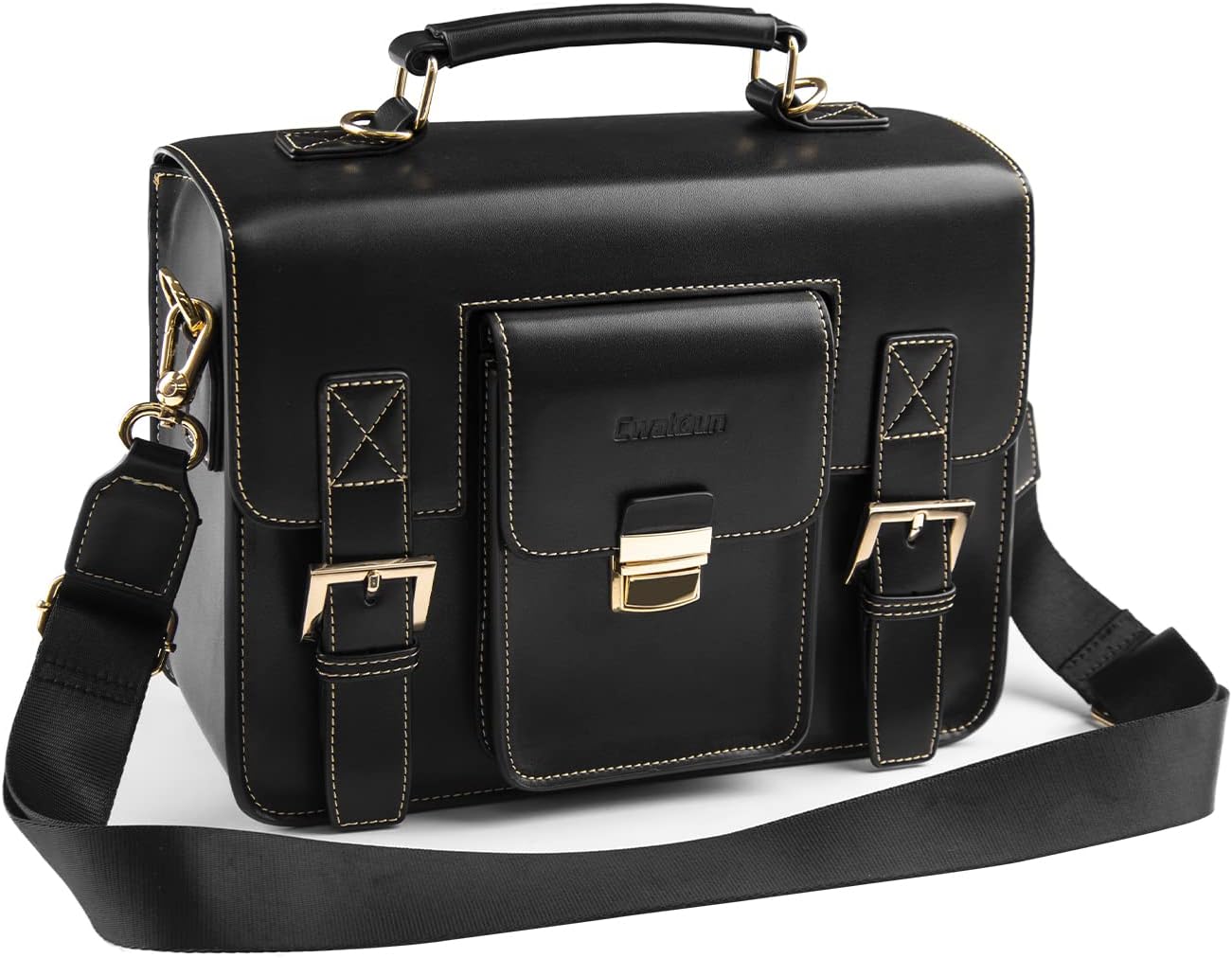 Cwatcun Camera Bag Backpack British Style SLR Camera Bag Travel Photography Bag Canon, Nikon, Sony, Fuji DSLR / Mirrorless Camera, Lens and Accessories (Black, S), black, Chinese