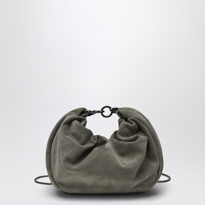 Brunello Cucinelli Hobo Brioche Bag In Gray/Sage Green Suede - Image 1