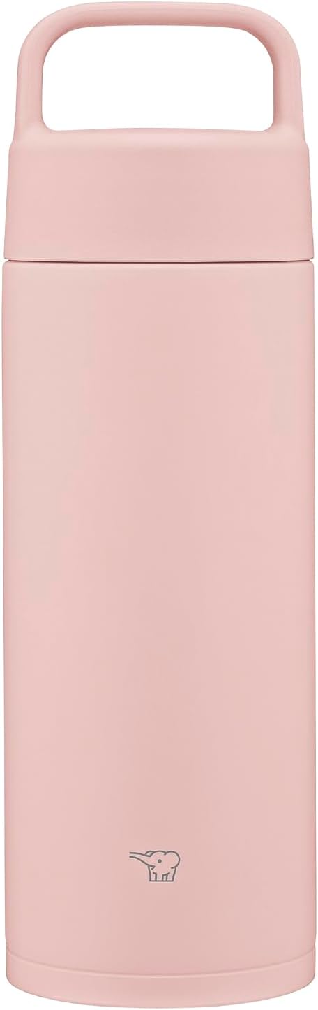 Zojirushi Thermos, 500ml Canteen with Convenient Handle for Carrying, Easy to Clean, Dishwasher Safe, Seamless Lid, Only 2 Items to Clean, Keeps Hot and Cold, Screw-on Mug, Pink SM-RS50-PA