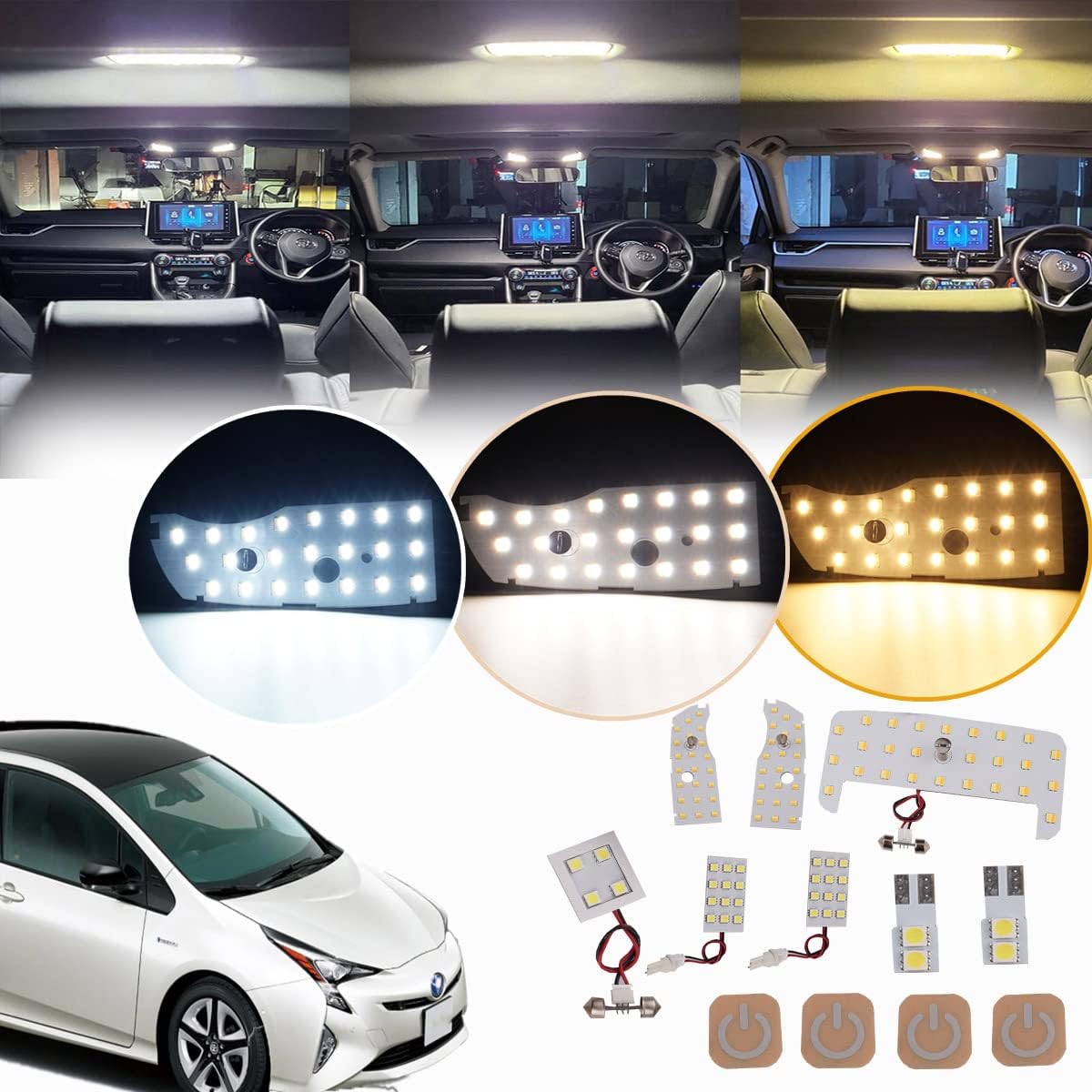 Prius 30 Series LED Room Lamp Set, Dedicated Design, 3 Colors, 15 Levels of Light Adjustment Function, Toyota Prius ZVW30 Car Light, Explosive Light, Indoor Light, LED Room Light, Custom Parts, Easy