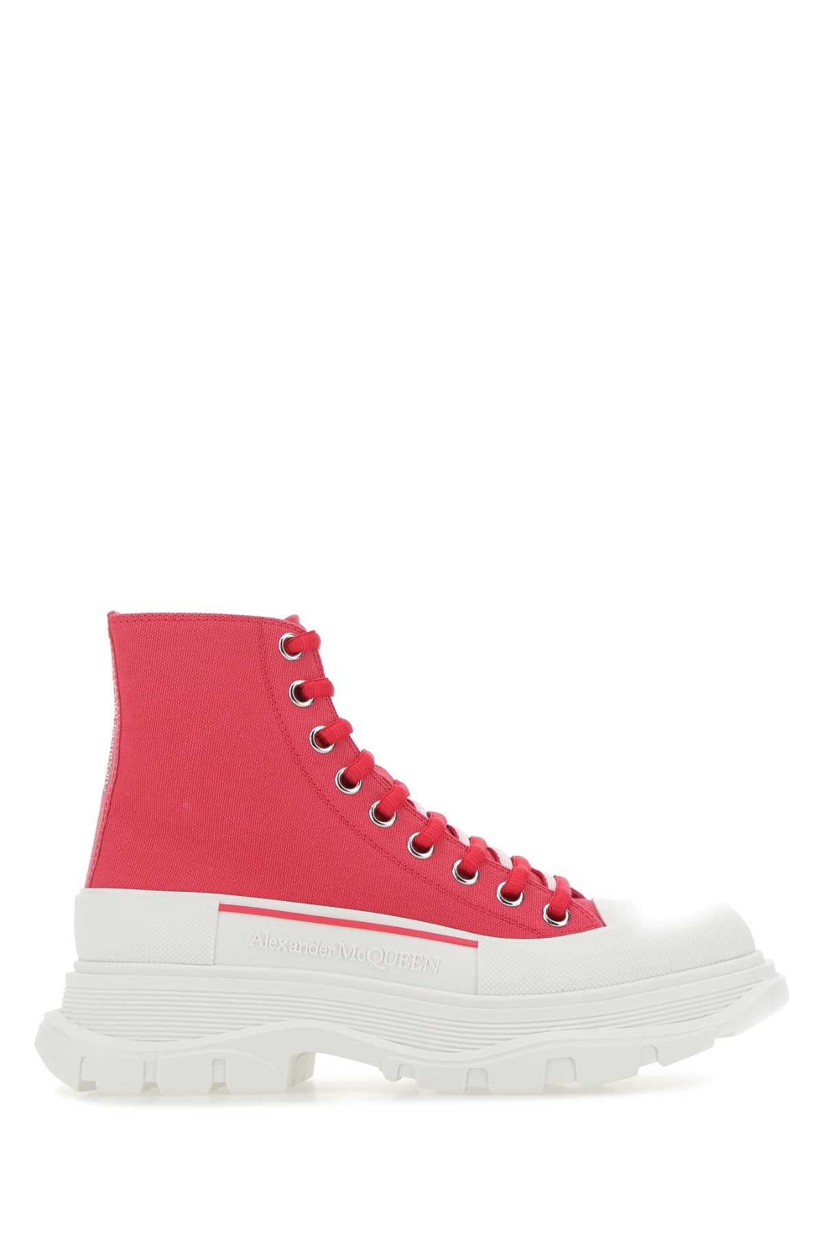 Alexander Mcqueen アレクサンダーマックイーンフクシアキャンバストレッドスリックスニーカー - Image 1