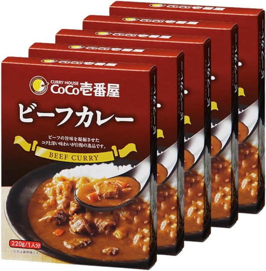 【Official CoCo Ichiban】Retort Pouch Beef Curry 1 Serving 220g (5 Pack) Ichibanya Coco Ichi Cocoichi Specialty Store Retort Curry Beef Authentic Thai Rice Easy Cooking Room Temperature Storage