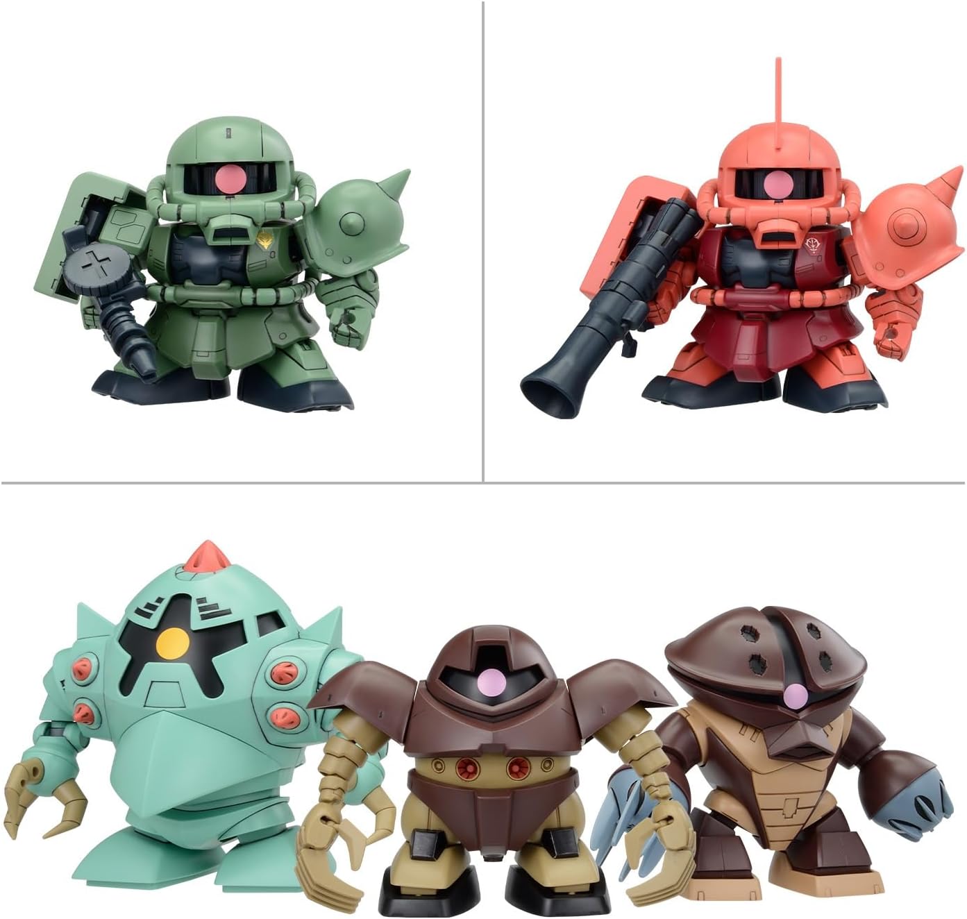 Bandai Spirits SD Gundam BB Warrior, Mobile Suit Gundam, Principality of Zeon MS Set, Color Coded Plastic Model