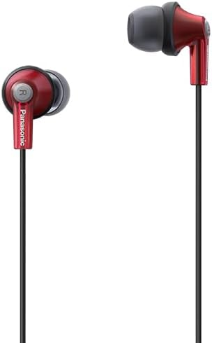Panasonic RP-HJE150M-R In-Ear Earphones, Wired with Microphone, Red