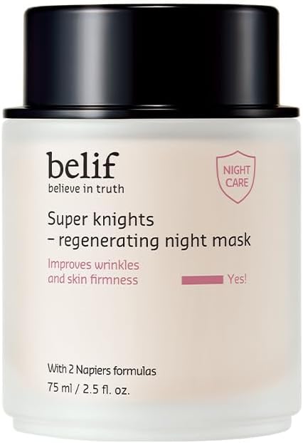 BELIF Super Knights Regenerating Night Mask, 2.5 fl oz (75 ml), Super Knights Regenerating Night Mask, 2.5 fl oz (75 ml), Korean Cosmetics, Korean Skincare Mask, Face Mask, Night Mask, Moisturizing