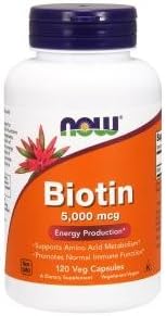 NOW Biotin (Vitamin H) 5000-mcg (5-mg) Capsules Bottle of 120 Capsules [Parallel Import]