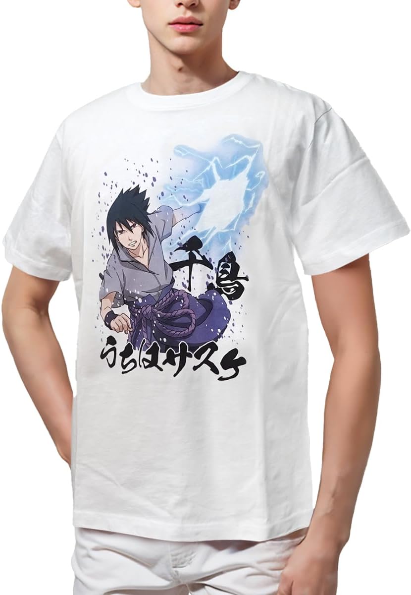 Naruto Men's Casual T-shirt, Sasuke Shippuden, Character Goods, Short Sleeve, Large Size