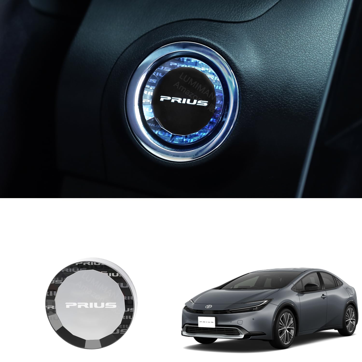 LUMIMAN Toyota Prius 60 Series Car Push Start Switch Crystal Engine Start Cover Start Button Cover Interior Parts Dress Up Crystal Style Exclusive Design TMIMB-3 Genuine Replacement Japanese