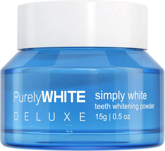 PurelyWHITE DELUXE, Polvo Blanqueador - Elimina Manchas, Sin Sensibilidad - Polvo Blanqueador Seguro para el Esmalte para Manchas de Café, Té, Comida, Vino y Tabaco.