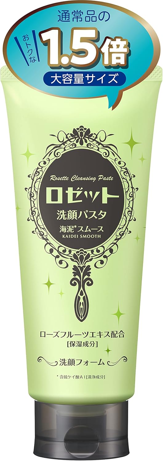 Rosette Facial Wash Pasta, Sea Mud Smooth, 6.3 oz (180 g) (Large Capacity, 1.5 Times the Normal Size), Facial Cleansing Foam, Pores, 6.3 oz (180 g)