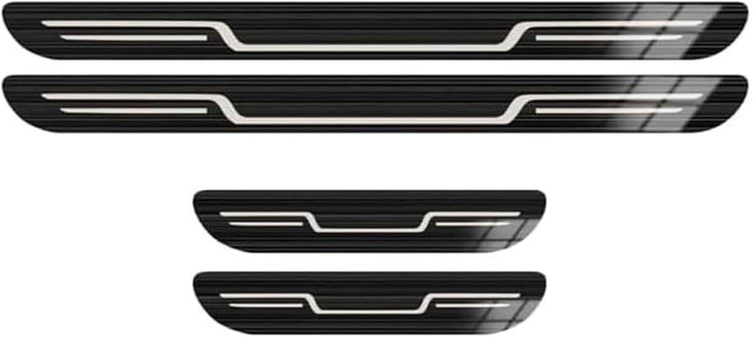 日産スカイライン用ステンレススチール製ドアシルプロテクターストリップ、キックプレート、傷防止プロテクター、ステップエントリーガード、ウェルカムペダルプロテクター(A/Black Titanium Brushed)