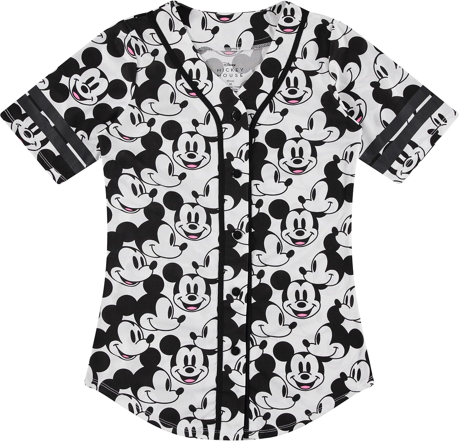 Disney Women's Baseball Jersey – Ladies Mickey Minnie Mouse Lilo Stitch Mesh Button-Up Fashion Top Shirt