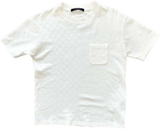 LOUIS VUITTON 'HALF DAMIER' WHITE POCKET TEE