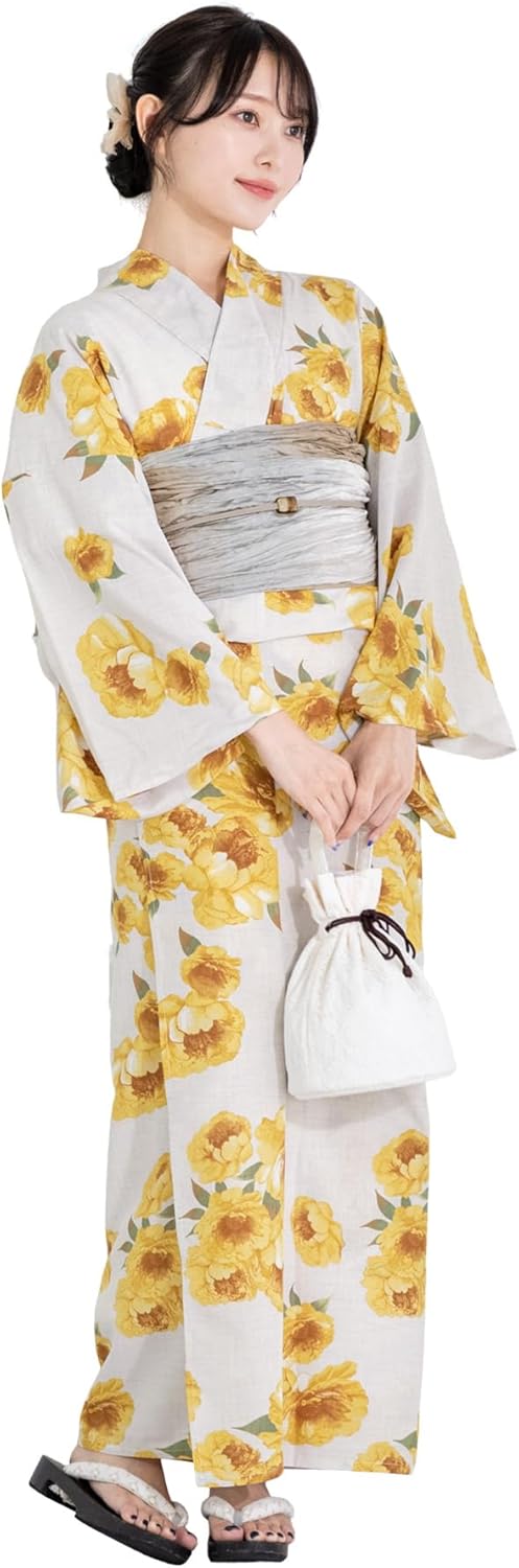 Soubien Yukata Set, Women's, Yukata Set, Waistband, Adult, 2-piece Set, Polyester