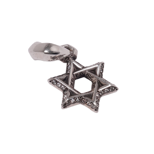 CHROME HEARTS 'STAR OF DAVID' DIAMOND SILVER PENDANT