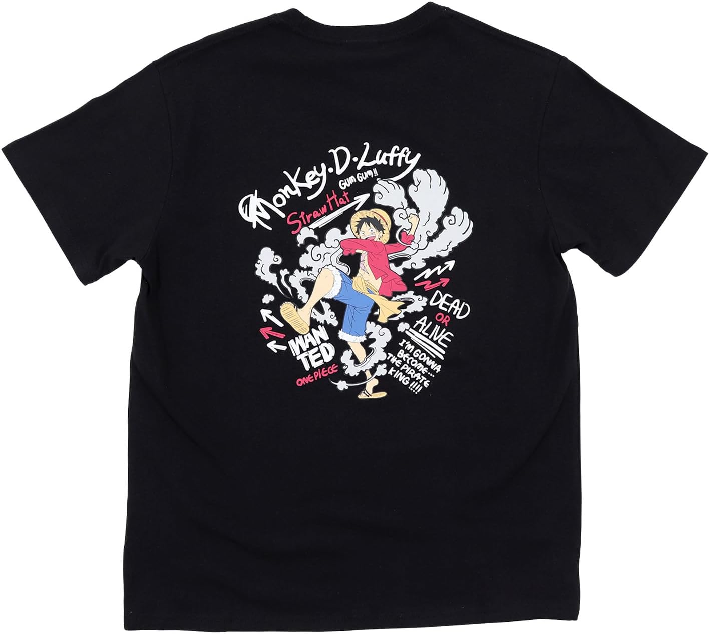 [Airin] ONE PICE 572 Men's Short Sleeve T-Shirt Luffy (M Men's/L/LL) (White/Blue/Black)