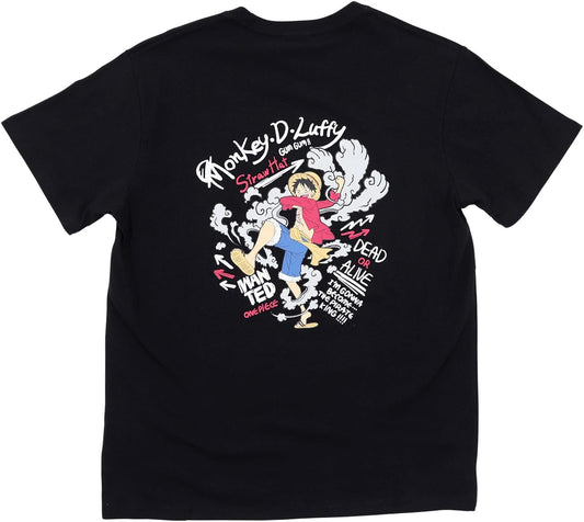 [Airin] ONE PICE 572 Men's Short Sleeve T-Shirt Luffy (M Men's/L/LL) (White/Blue/Black)