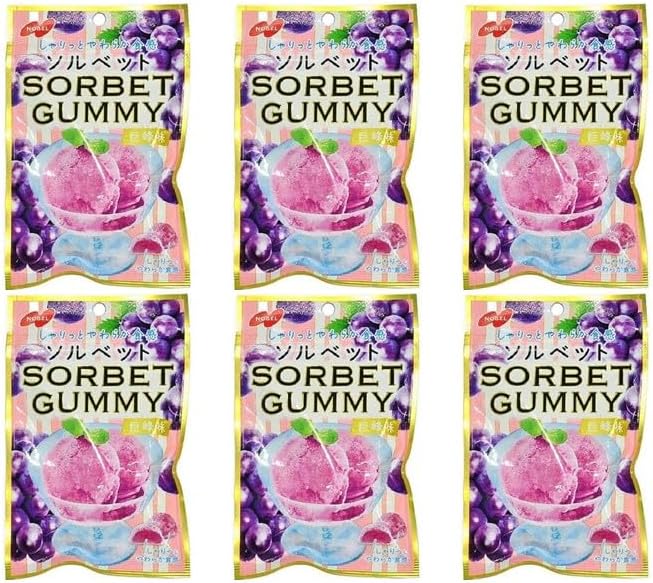 Sorbet Gummy, Kyoho Flavor, 1.8 oz (50 g), Smooth, Soft Texture (6 Bags)