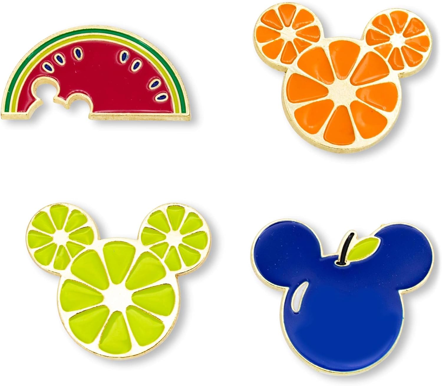 Disney Mickey Mouse Fresh Fruit 4-Piece Enamel Pin Set | Metal Badge Accessories For Backpack, Hats