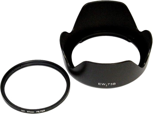 F-Foto EW-73B Compatible Hood and 67mm Lens Filter Set "EF-S18-135mm F3.5-5.6 IS STM and More with Canon EOS 7D Mark II and 70D Lens Kit" EW73B-F67
