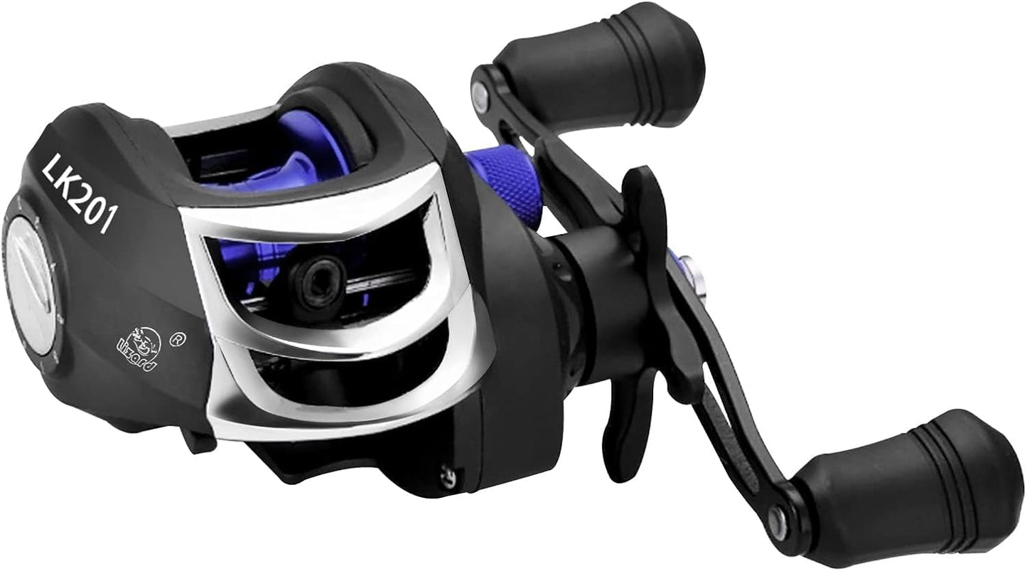 Bait Reel, Saltwater Fishing, Freshwater Fishing, Magnetic Brake, 7.2:1 Gear Ratio, 17+1BB, Maximum Drag Force, 17.6 lbs (8 kg), Bass Fishing, Fishing Reel, Lightweight, Left/Right Handle (Left