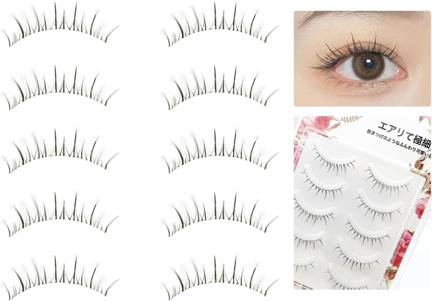 MAEXUS False Eyelashes [5 Pairs] Natural Eyelashes Short Upper Eyelashes for Actress and Cosplay Makeup Soft and Comfortable False Eyelashes for Doll-Like Sweet Eyes Creating Explosive Charm Eye