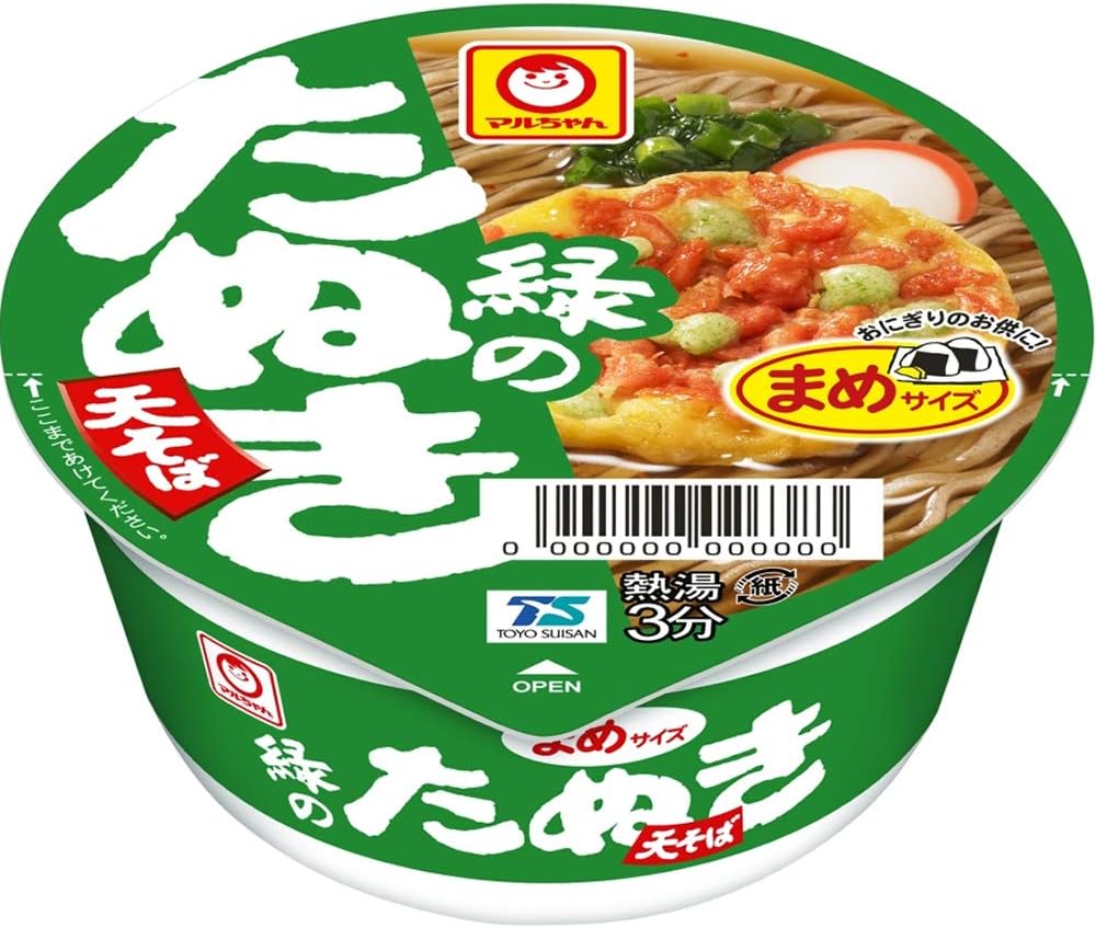 Maruchan Green Mame Tanuki Tempura Soba East (45g×12 pieces / Mini Size) Cup Noodles Soba (Tempura/ Small Shrimp Tempura) Mame Size (Kanto-style Dashi / Cup) Box Purchase Toyo Suisan Aka Kitsune