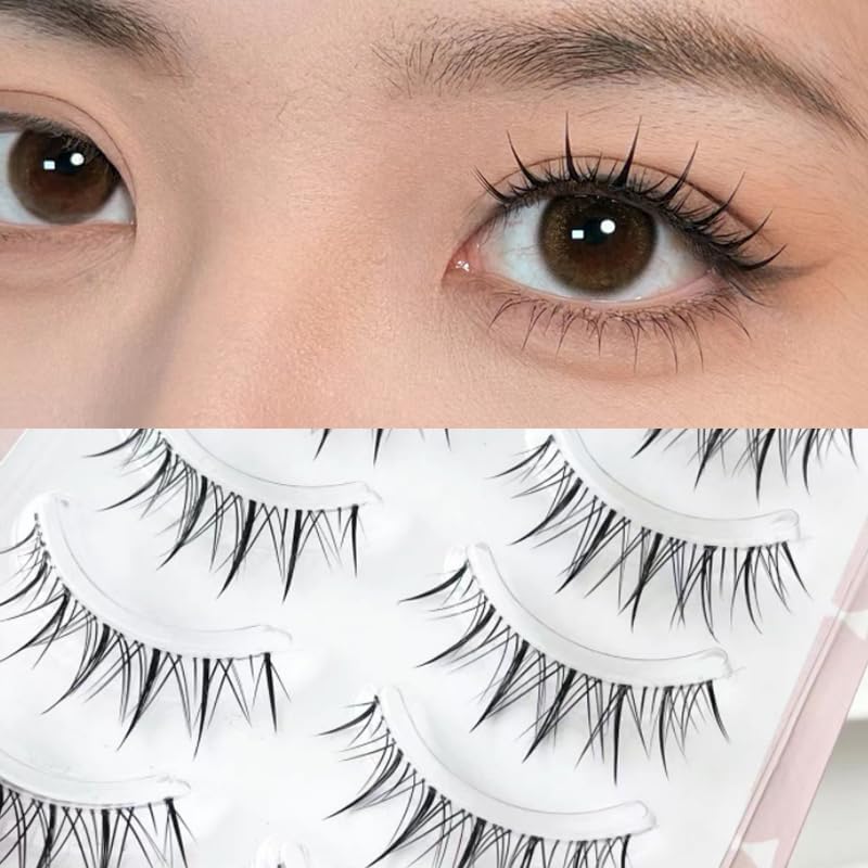 Natural False Eyelashes, 5 Pairs Popular, 3D Transparent Axis, Soft Core, Ultra Lightweight, Soft, Handmade, Actress Eyelashes, Cosplay Makeup, Easy for Beginners, Reusable, Thin Makeup, Lifestyle