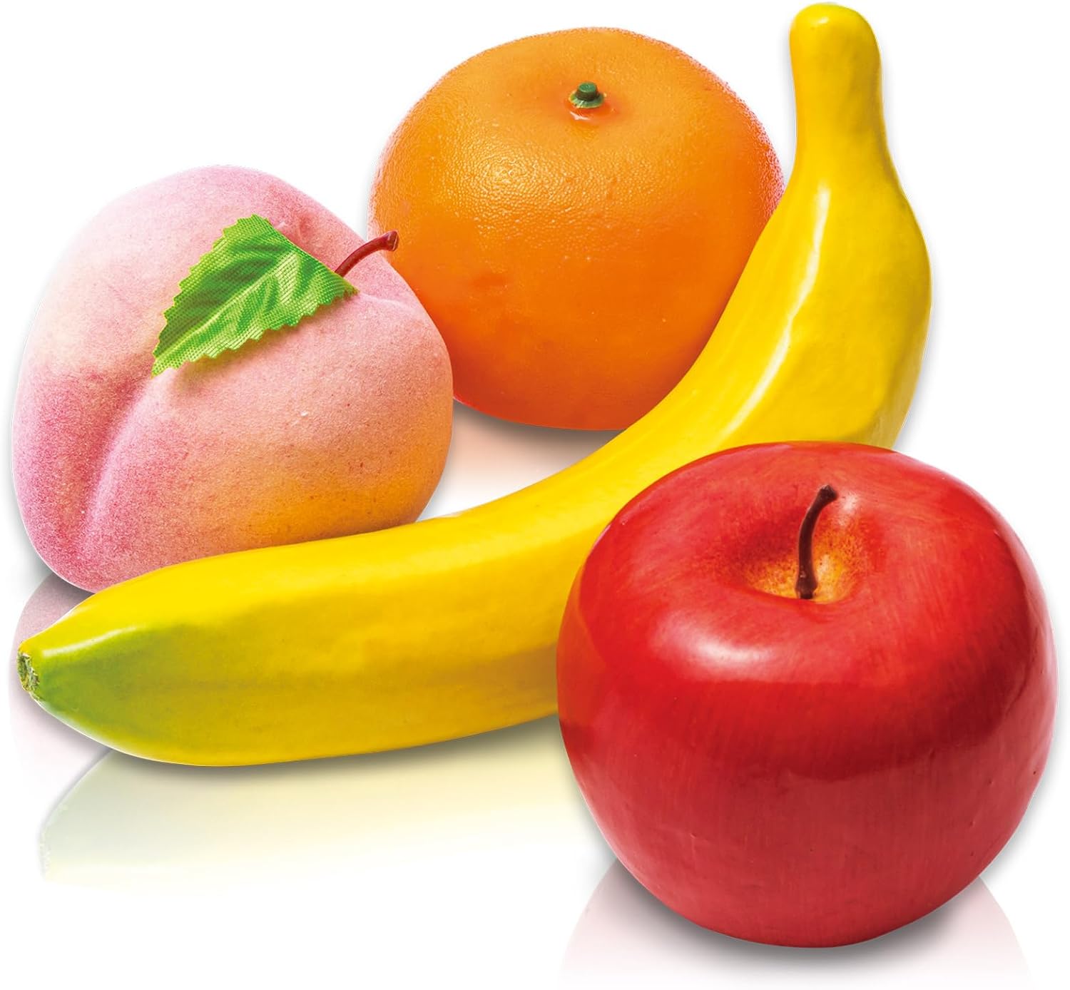 Komo Life Serving Fruits, 4 Pieces (Apple, Banana, Mikan, Momo), Faux Fruit, Food Sample, Serving Supplies, Buddhist Altar