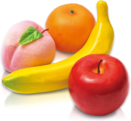 Komo Life Serving Fruits, 4 Pieces (Apple, Banana, Mikan, Momo), Faux Fruit, Food Sample, Serving Supplies, Buddhist Altar