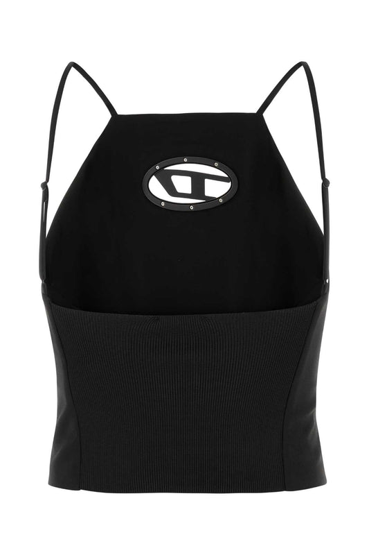 Diesel ディーゼルブラックストレッチポリエステルブレンドTワイットトップ - Image 1
