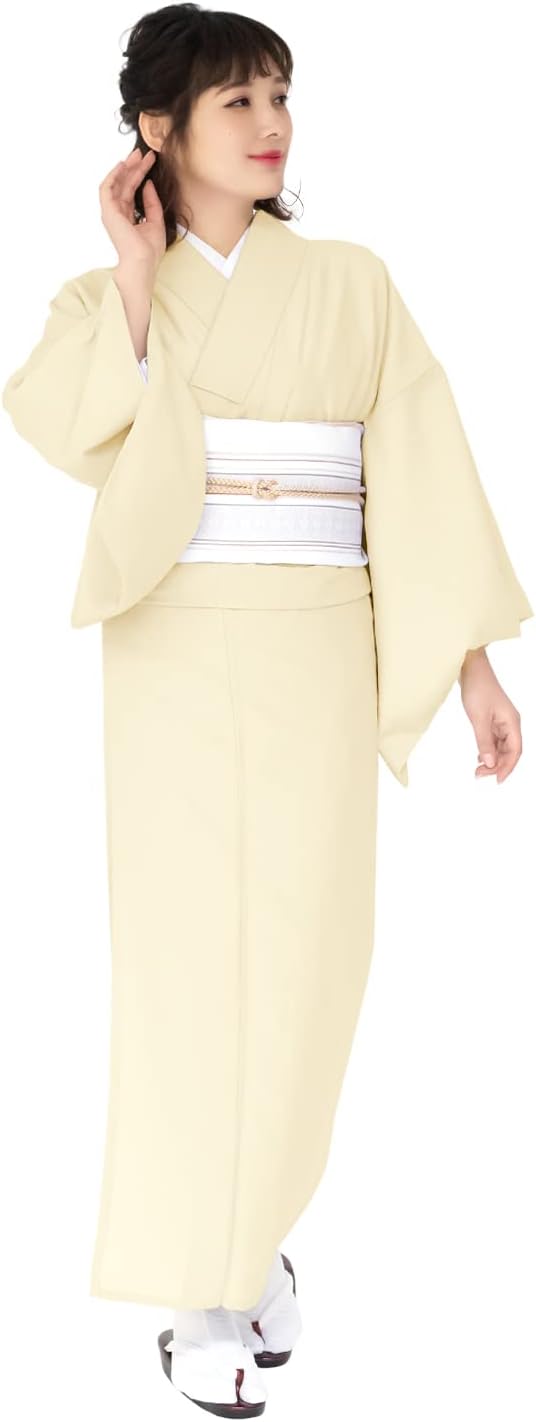 Kyoetsu Women's Kimono, Washable, Solid Color, Crepe Fabric