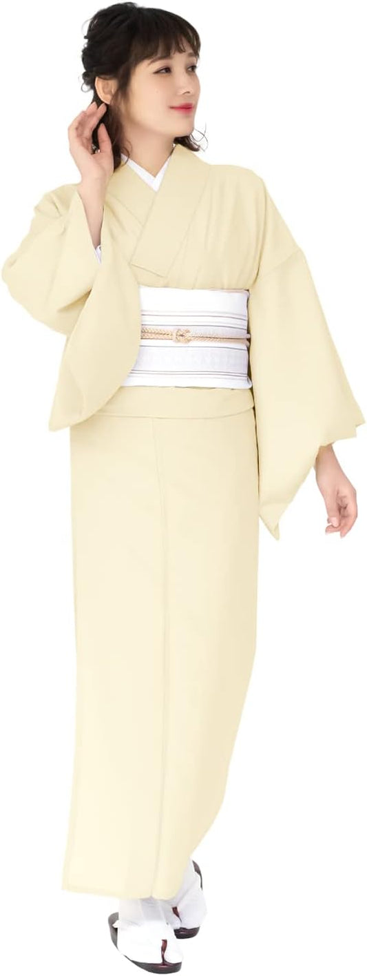Kyoetsu Women's Kimono, Washable, Solid Color, Crepe Fabric